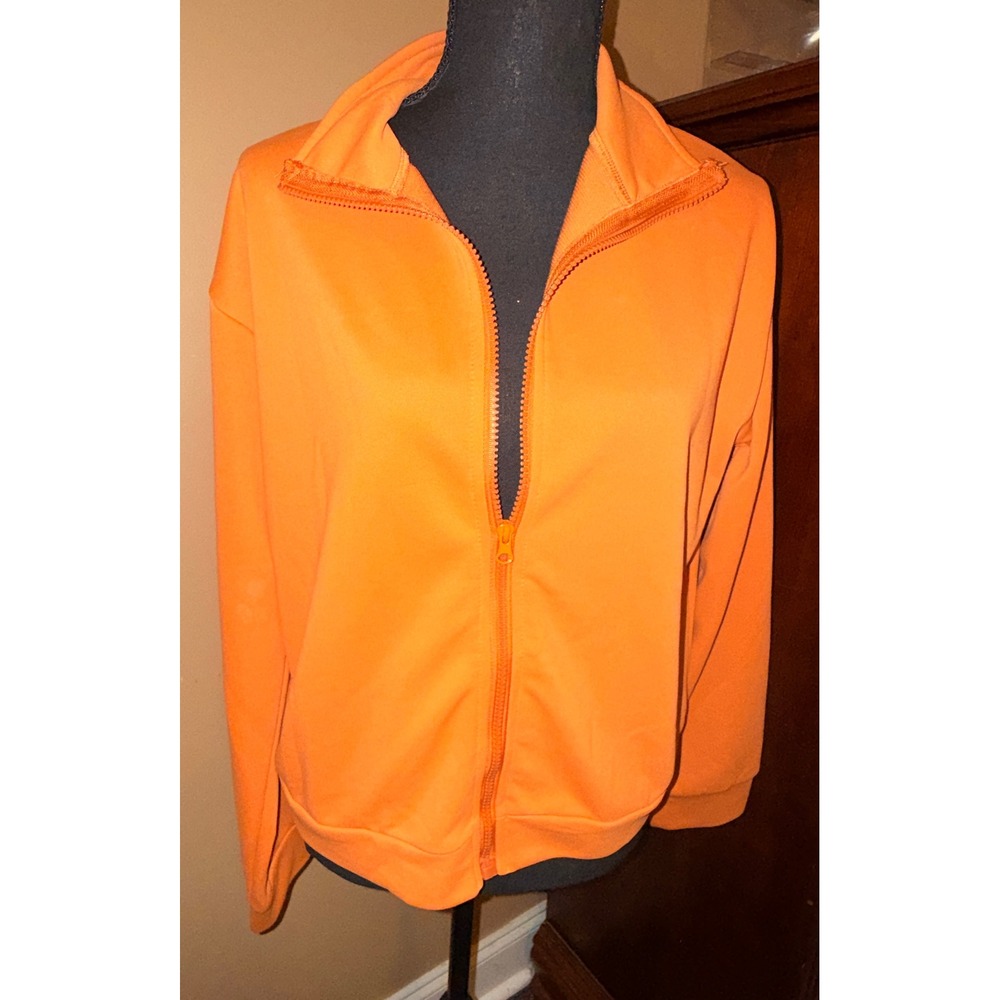 Scacto Track Jacket Womens Large Orange Excellent Full Zip Mock Neck Lightweight